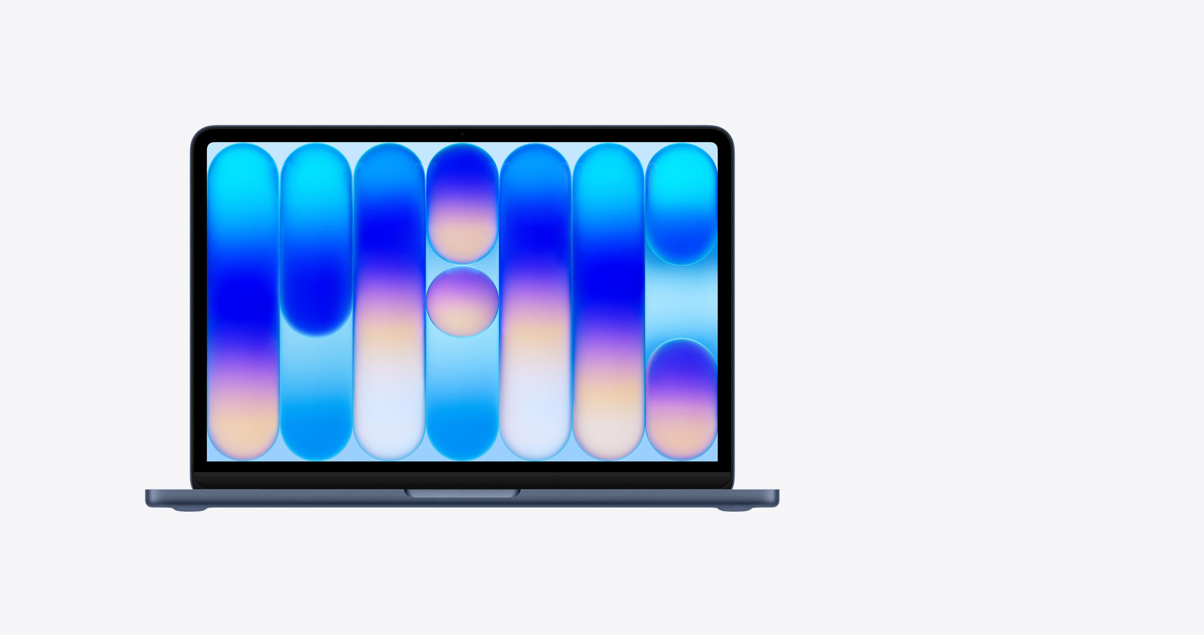 MacBook Neo, open, indigo color, colorful abstract wallpaper